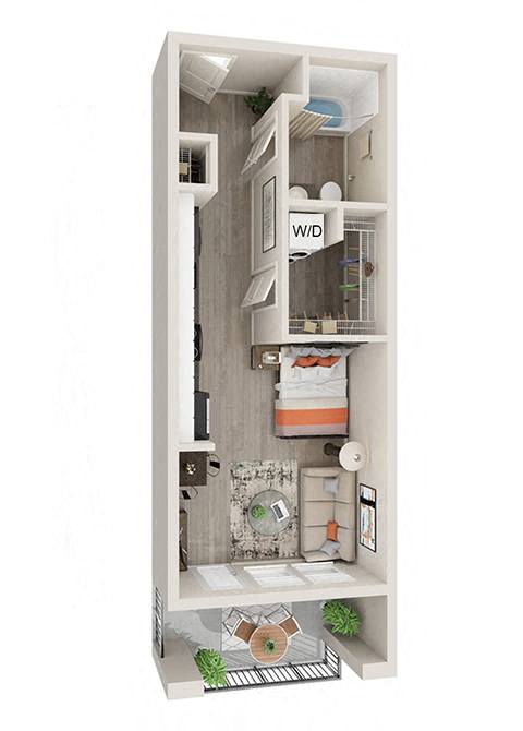 Floor plan for studio, 1 bath, 474 sqft